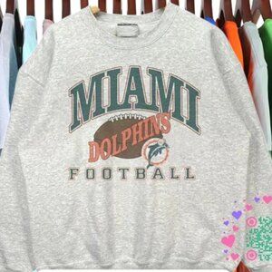 Vtg Miami Dolphins Football Sweatshirt, Retro NFL Miami Dolphins Shirt tee